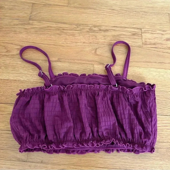 NWOT Abercrombie Kids Purple Ribbed Flutter Crop Top Girls Youth Size 11/12 - Picture 2 of 5